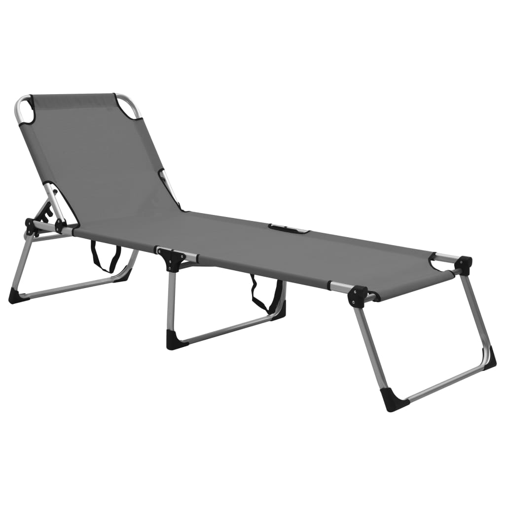 vidaXL Wysoki leżak dla seniora, składany, szary, aluminiowy