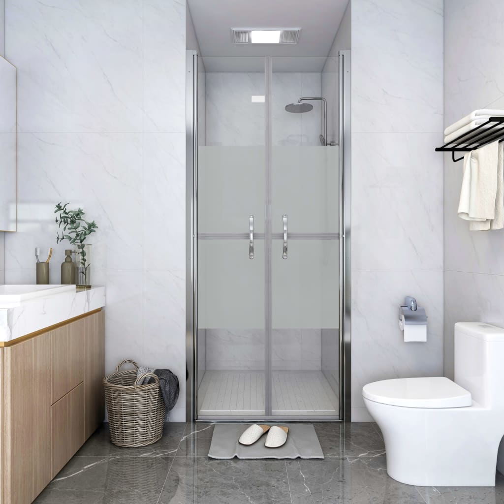 vidaXL Drzwi prysznicowe, szkło częściowo mrożone, ESG, 76x190 cm