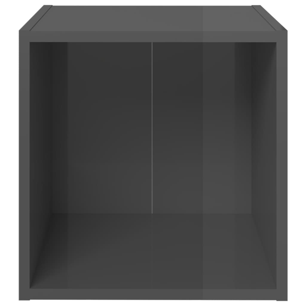 vidaXL Szafka pod TV, wysoki połysk, szara, 37x35x37 cm, płyta