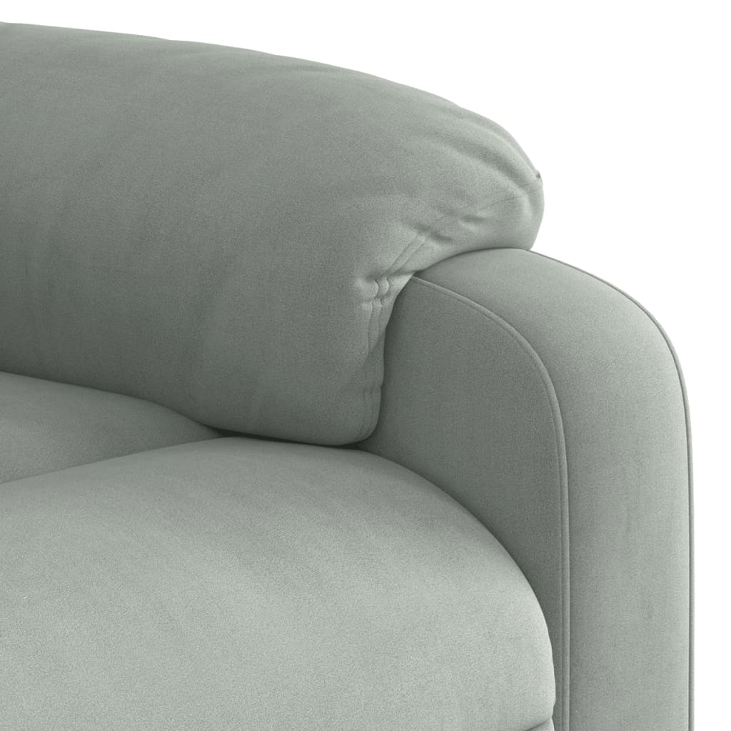 vidaXL Rozkładany fotel masujący, podnoszony, jasnoszary, aksamitny