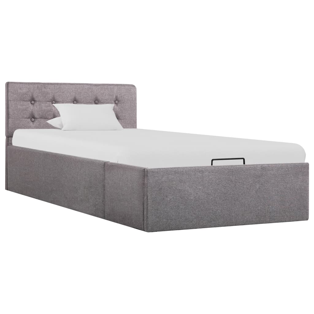 vidaXL Rama łóżka z podnośnikiem, taupe, tkanina, 90 x 200 cm