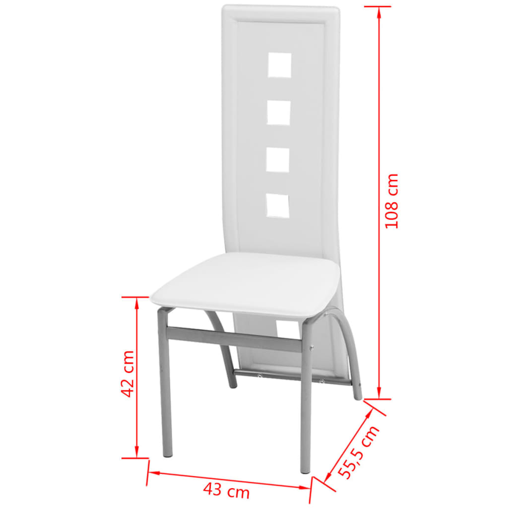 vidaXL Krzesła stołowe, 6 szt., białe, sztuczna skóra