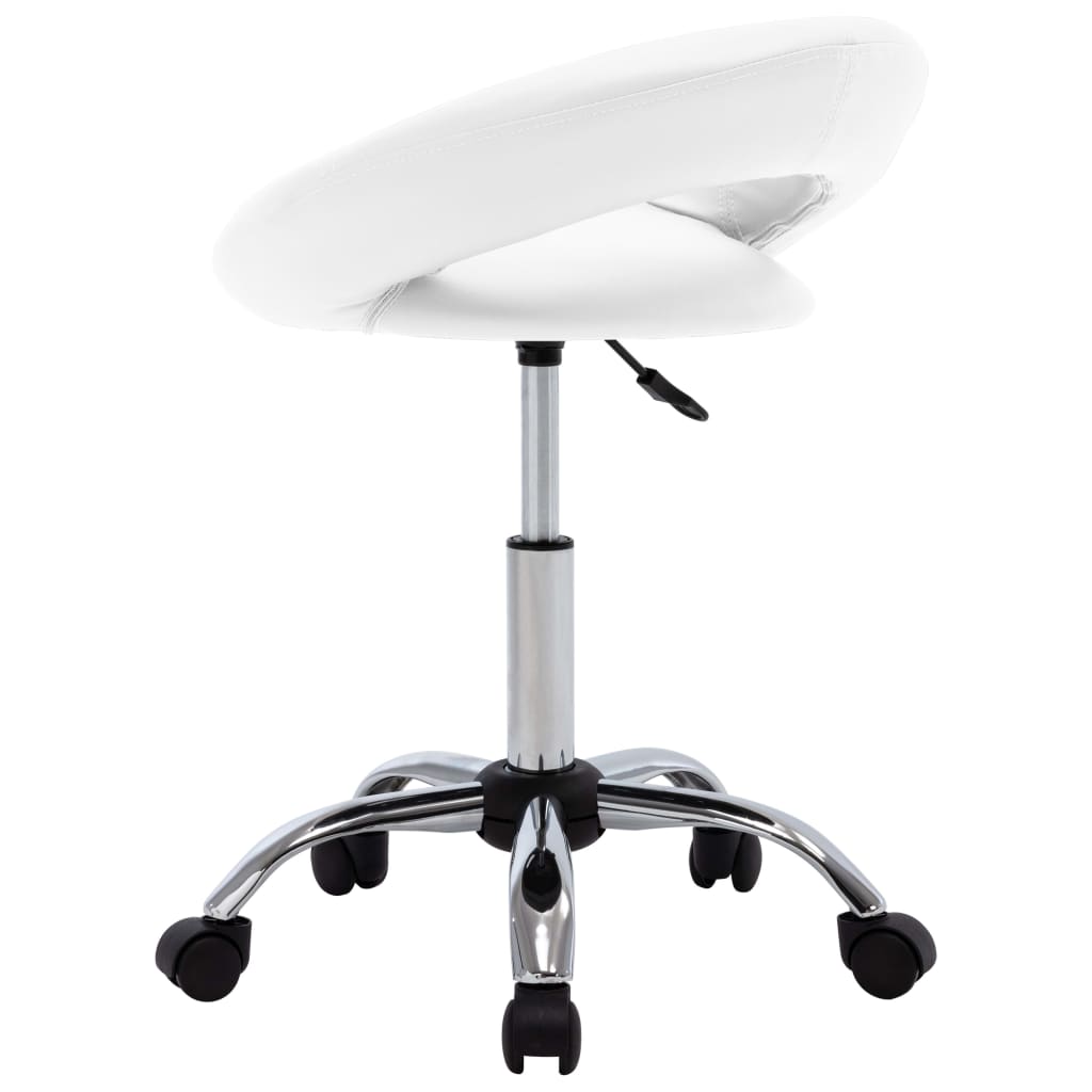 vidaXL Krzesło robocze na kółkach, białe, sztuczna skóra
