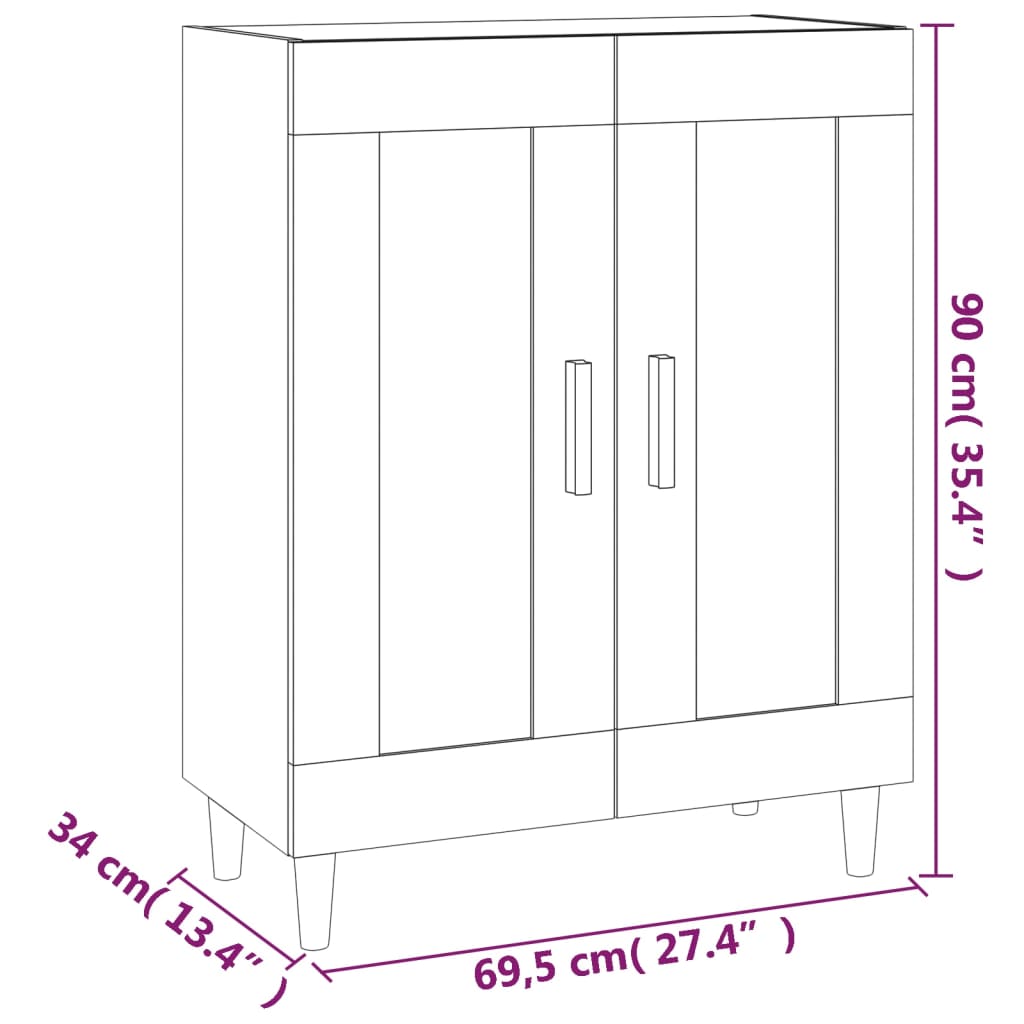 vidaXL Komoda, biała, połysk, 69,5x34x90 cm, materiał drewnopochodny