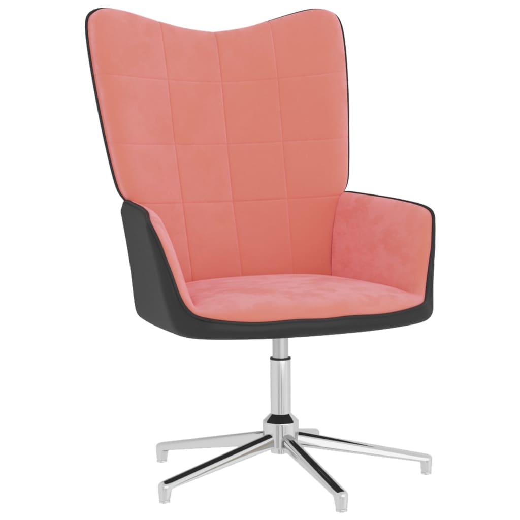 vidaXL Fotel z podnóżkiem, różowy, aksamit i PVC