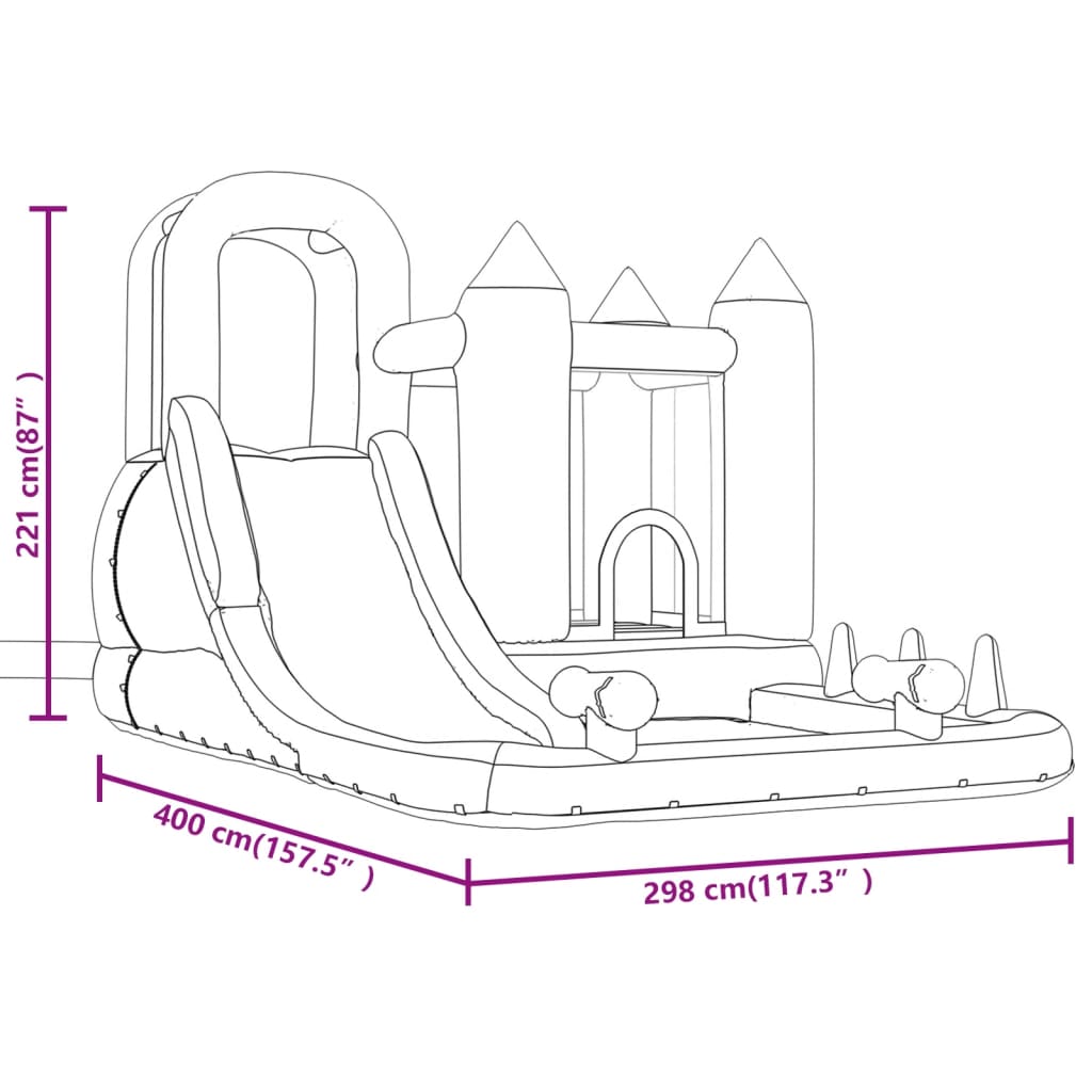 Happy Hop Nadmuchiwany zamek ze zjeżdżalnią i basenem, 298x400x221 cm