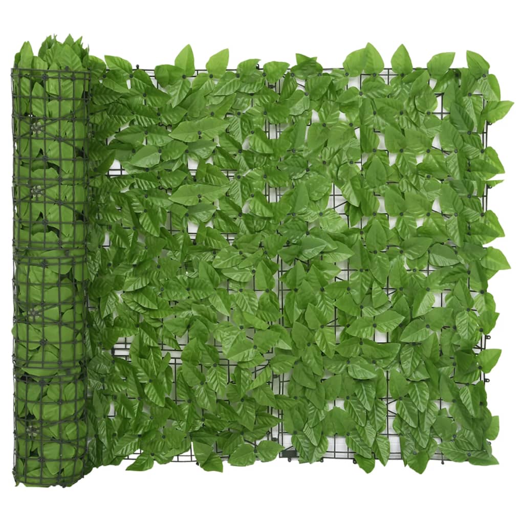 vidaXL Parawan balkonowy, zielone liście, 300x100 cm