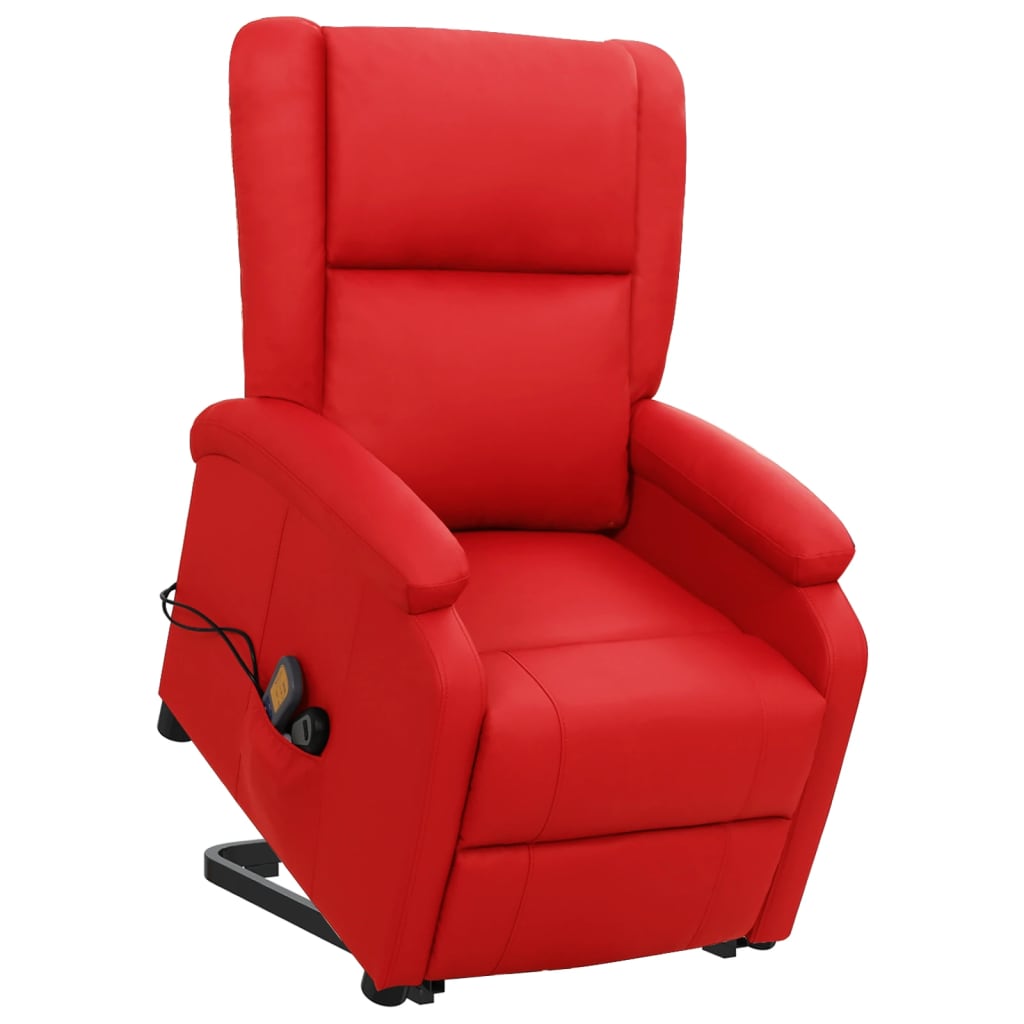 vidaXL Podnoszony fotel masujący, czerwony, sztuczna skóra