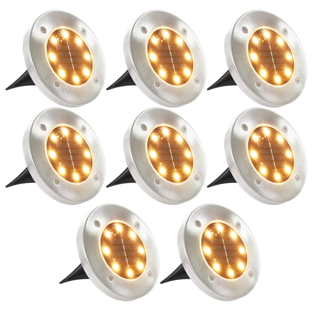 vidaXL Solarne lampy gruntowe, 8 szt., ciepłe białe LED