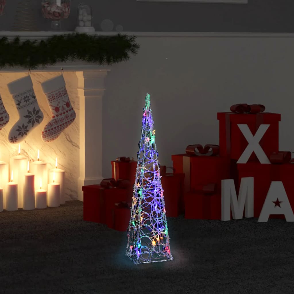 vidaXL Stożek dekoracyjny, akrylowy, kolorowy, LED, 60 cm