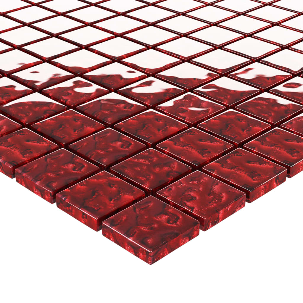 vidaXL Płytki mozaikowe 22 szt., czerwone, 30x30 cm, szkło