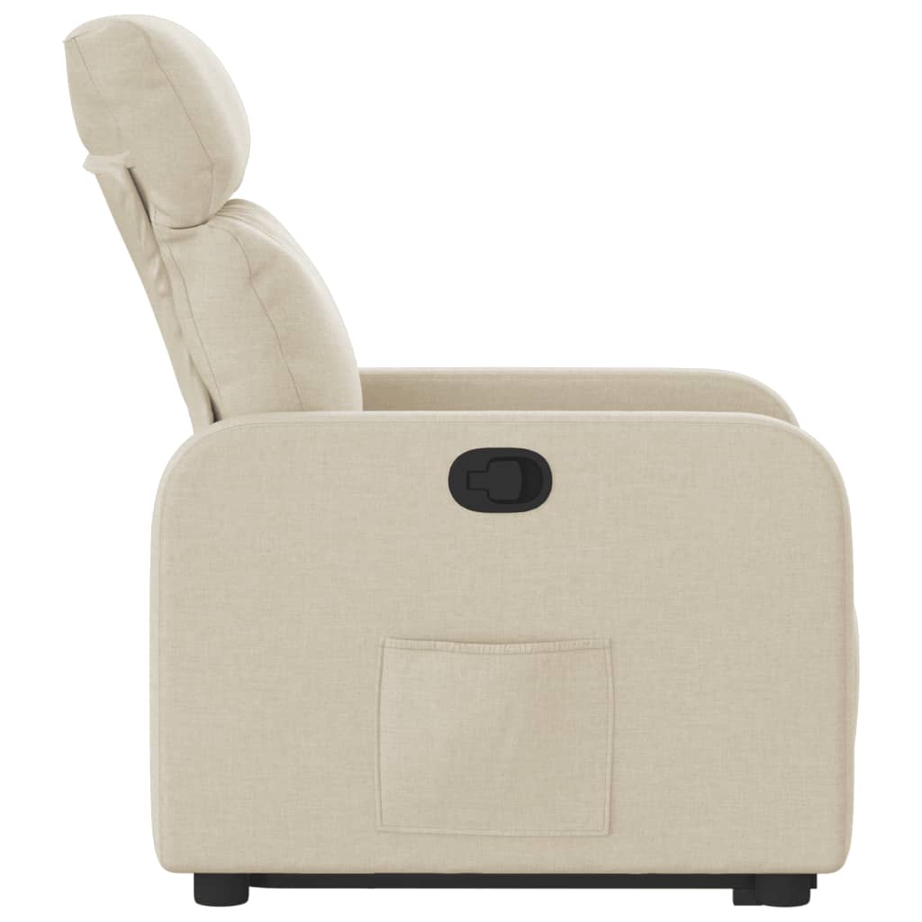 vidaXL Podnoszony fotel rozkładany, kremowy, obity tkaniną