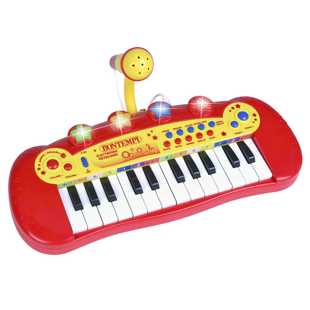 Bontempi Zabawkowy keyboard elektroniczny z mikrofonem i 24 klawiszami