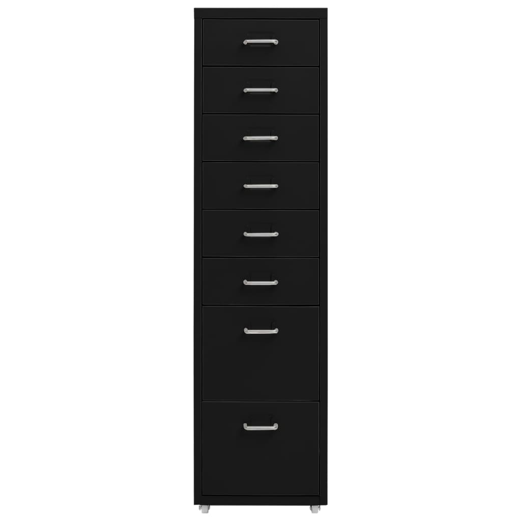vidaXL Mobilna szafka kartotekowa, czarna, 28x41x109 cm, metalowa