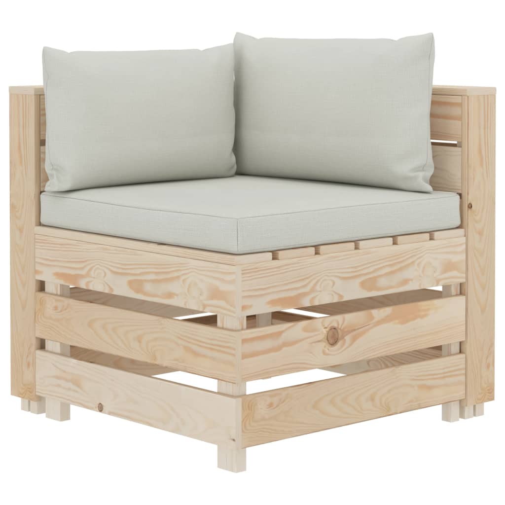 vidaXL Ogrodowa sofa narożna z palet z beżowymi poduszkami, drewniana
