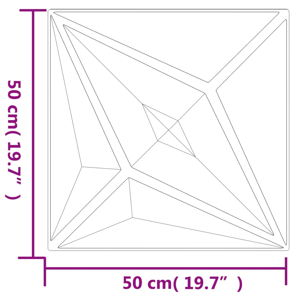 vidaXL Panele ścienne, 24 szt., czarne, 50x50 cm, XPS, 6 m², gwiazda