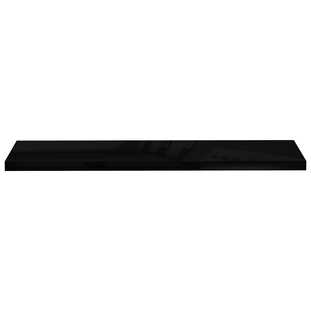vidaXL Półki ścienne, 4 szt., wysoki połysk, czarne, 120x23,5x3,8 cm