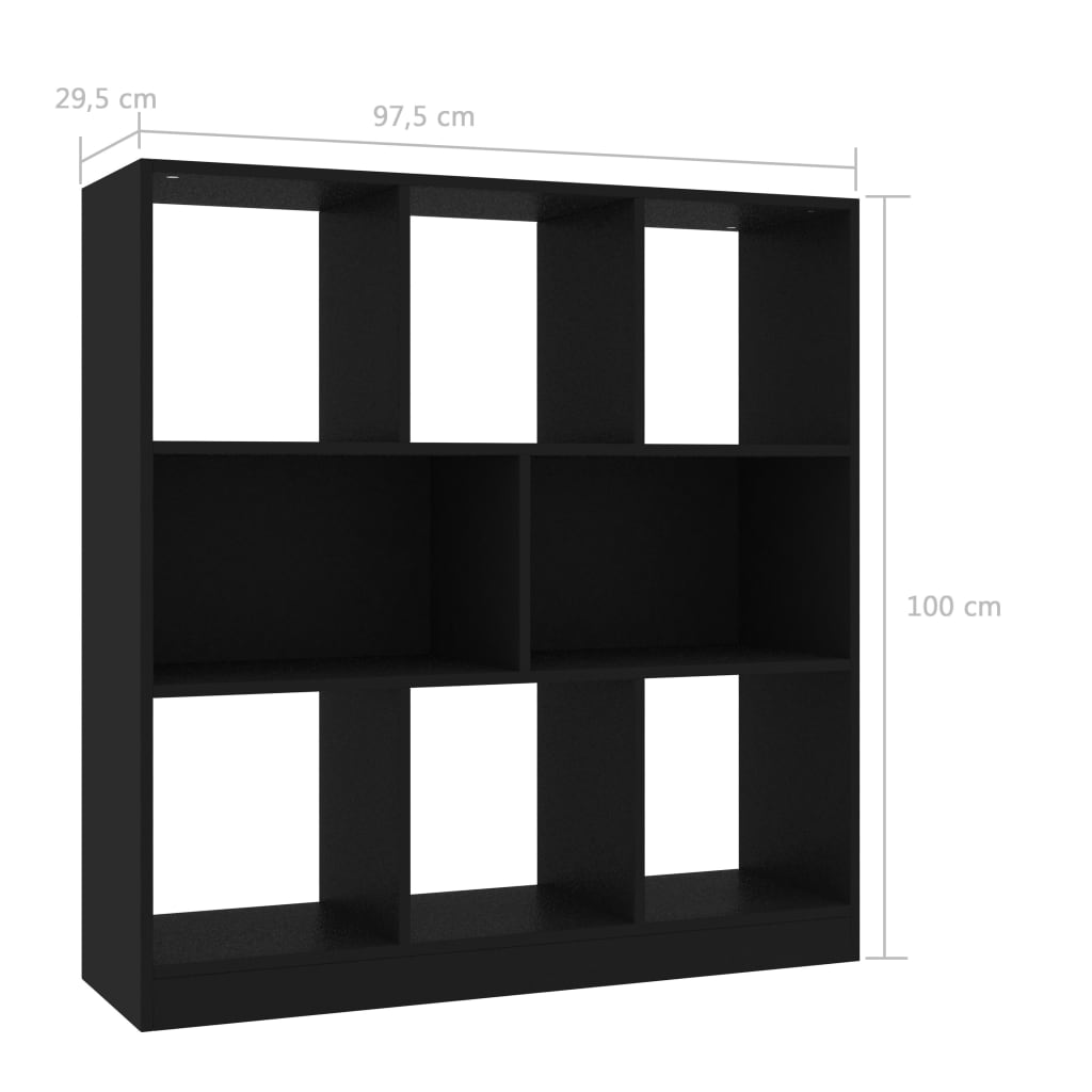 vidaXL Regał na książki, czarny, 97,5x29,5x100 cm