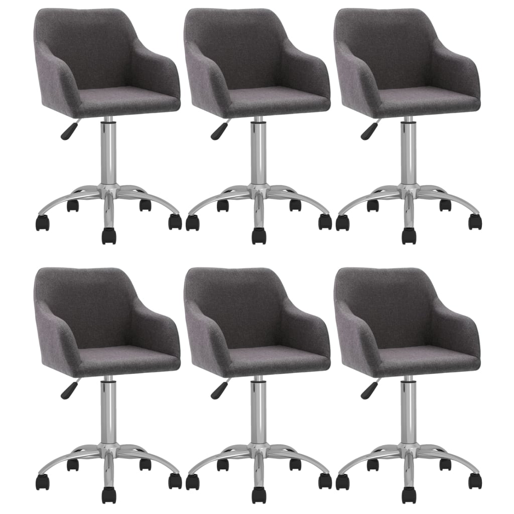 vidaXL Obrotowe krzesła stołowe, 6 szt., kolor taupe, obite tkaniną