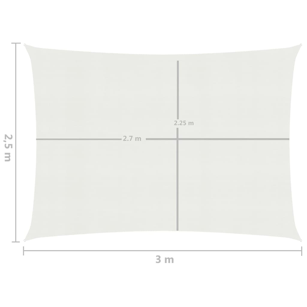 vidaXL Żagiel przeciwsłoneczny, 160 g/m², biały, 2,5x3 m, HDPE