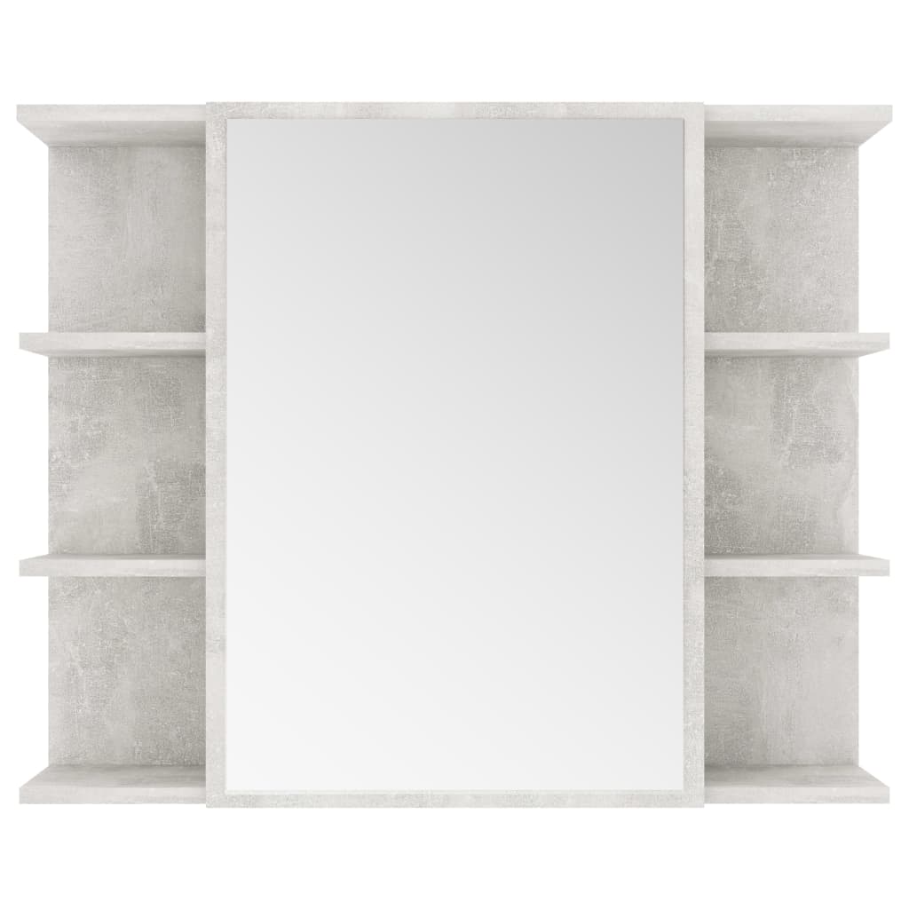 vidaXL Szafka łazienkowa z lustrem, szarość betonu, 80 x 20,5 x 64 cm