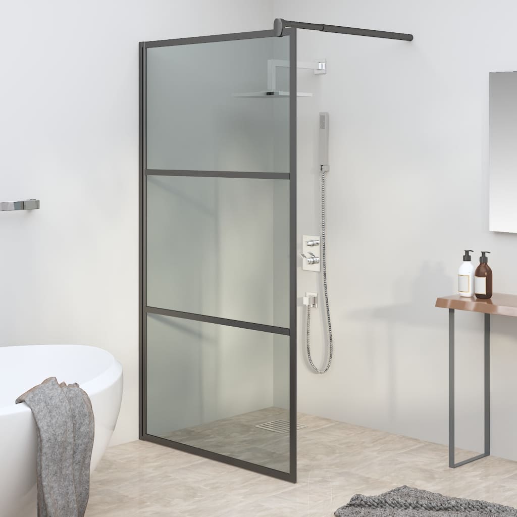 vidaXL Ścianka prysznicowa, 100x195cm, przyciemniane szkło ESG, czarna