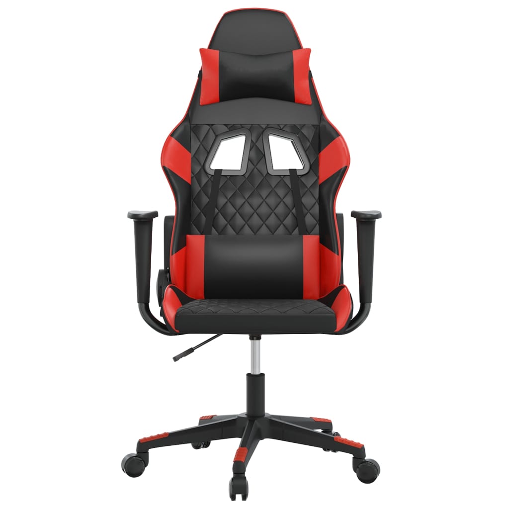 vidaXL Masujący fotel gamingowy, czarno-czerwony, sztuczna skóra