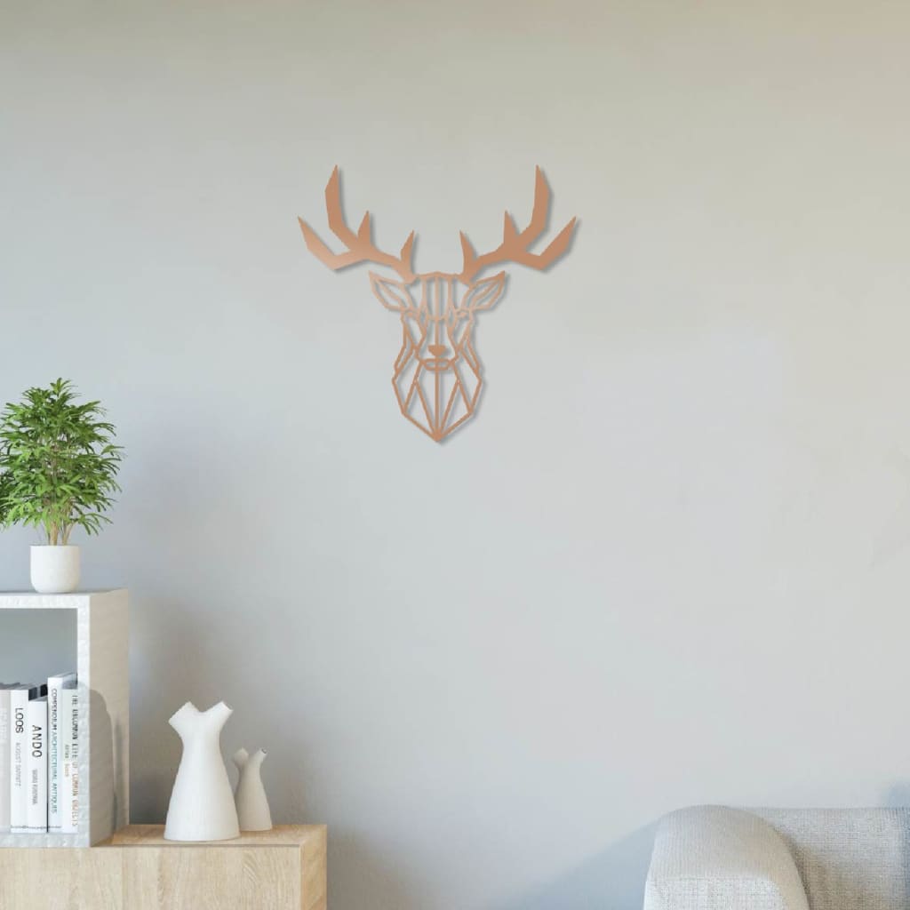 Homemania Dekoracja ścienna Deer, 51x51 cm, stalowa, miedziana
