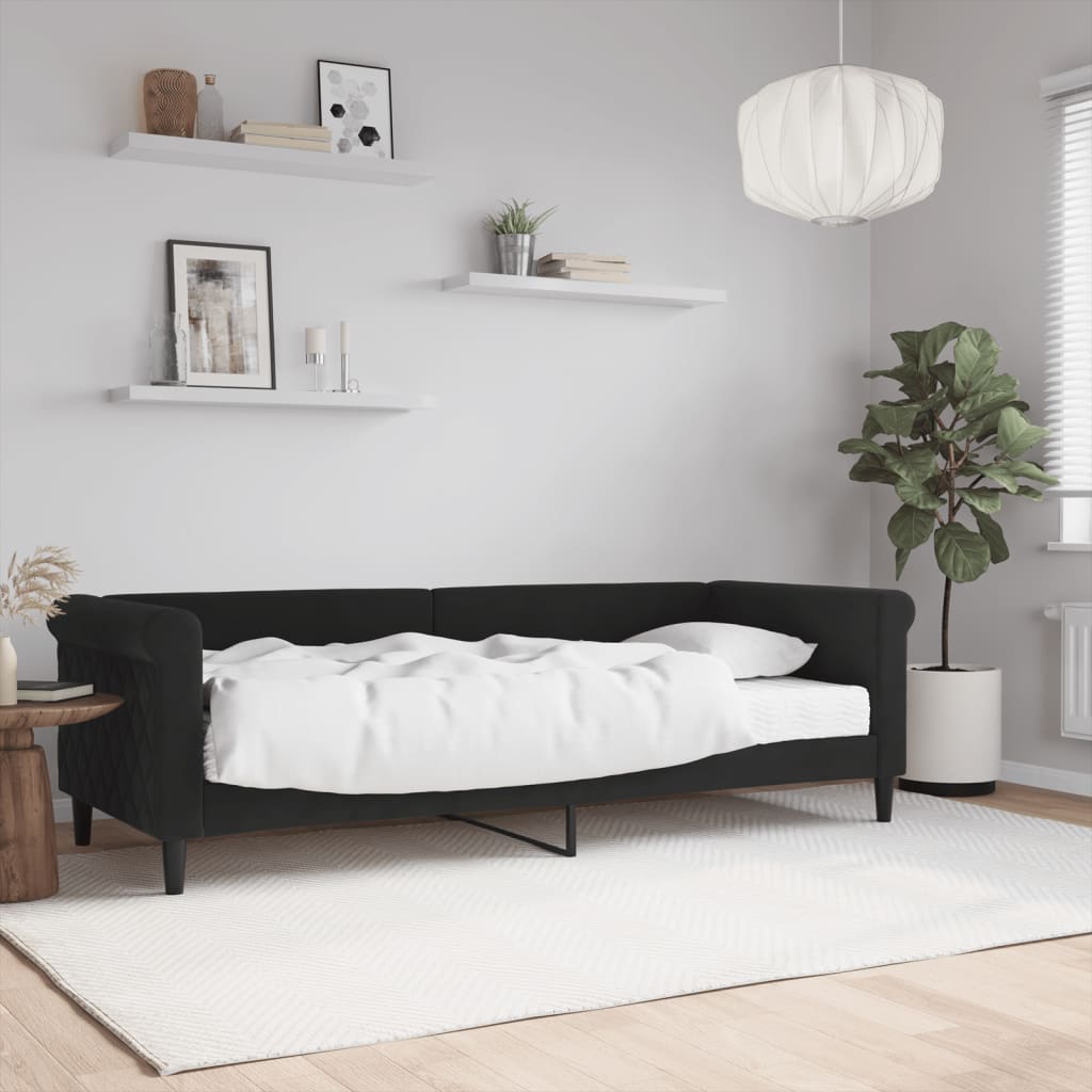 vidaXL Sofa z materacem do spania, czarna, 80x200 cm, aksamit