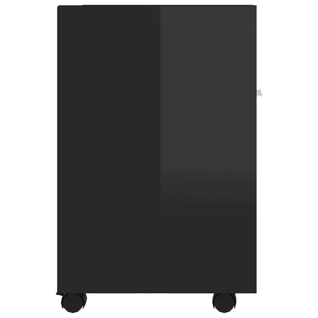 vidaXL Szafka boczna z kółkami, czarna z połyskiem, 33x38x60 cm
