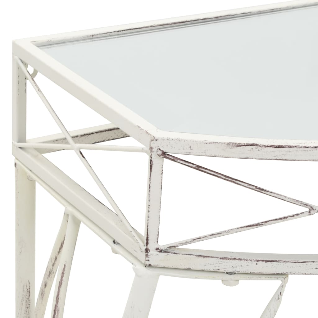 vidaXL Stolik boczny w stylu francuskim, metalowy, 82x39x76 cm, biały