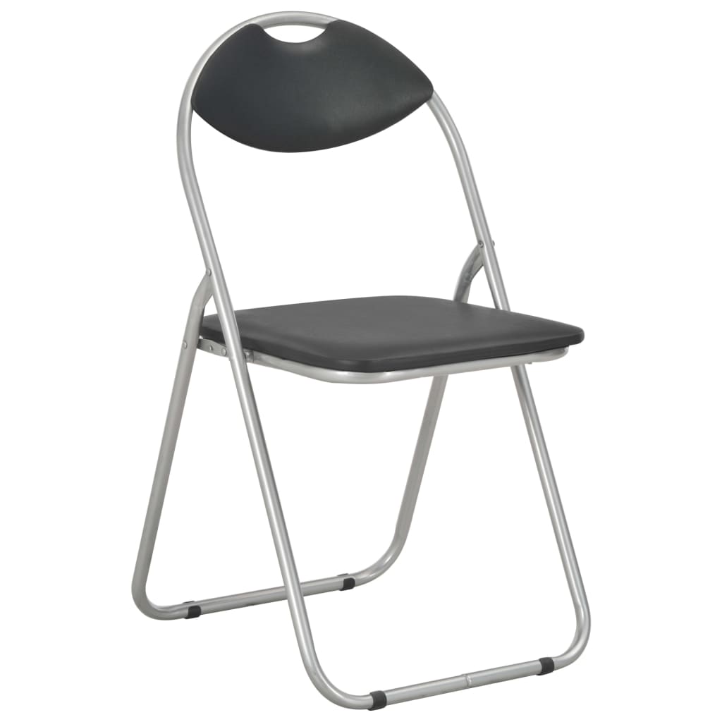 vidaXL Składane krzesła jadalniane, 4 szt., czarne, sztuczna skóra