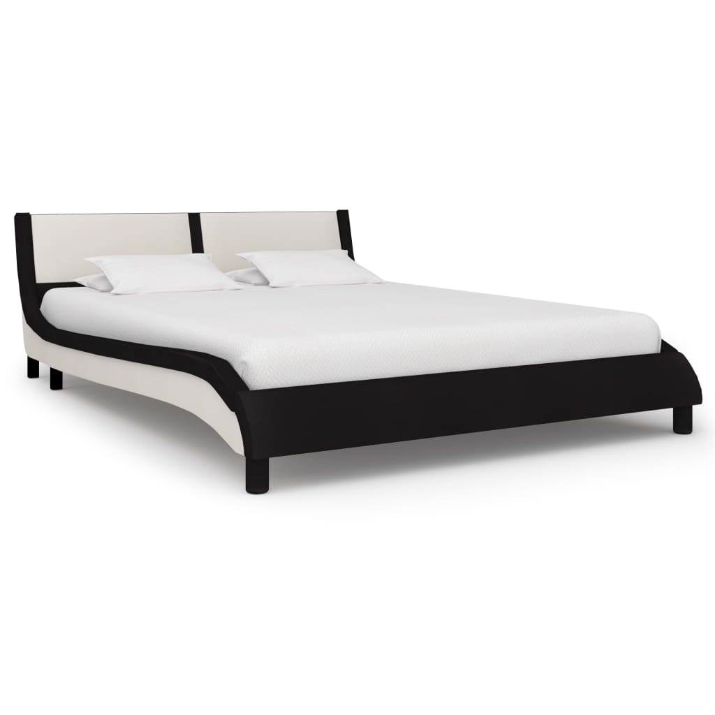 vidaXL Rama łóżka, czarno-biała, sztuczna skóra, 120 x 200 cm
