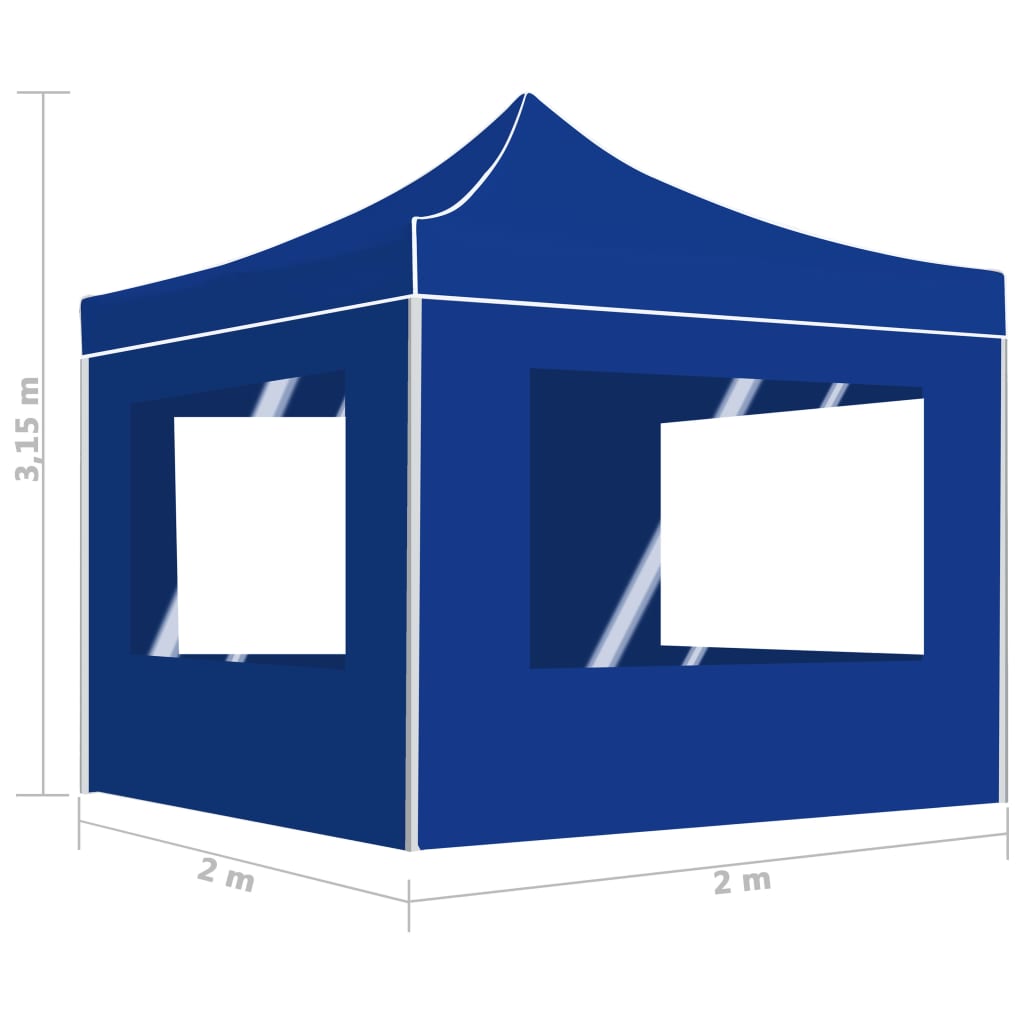 vidaXL Namiot imprezowy ze ściankami, aluminium, 2x2 m, niebieski