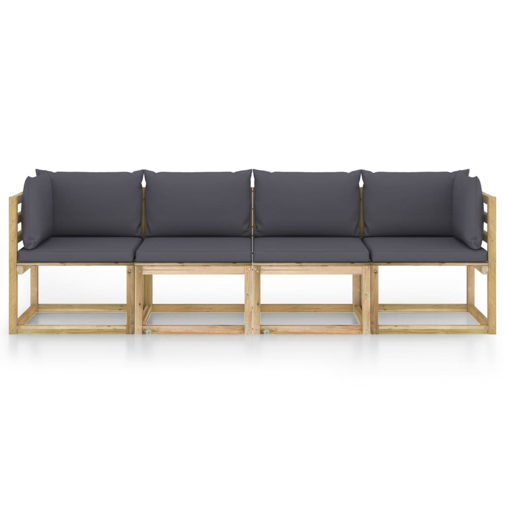 vidaXL 4-osobowa sofa z antracytowymi poduszkami