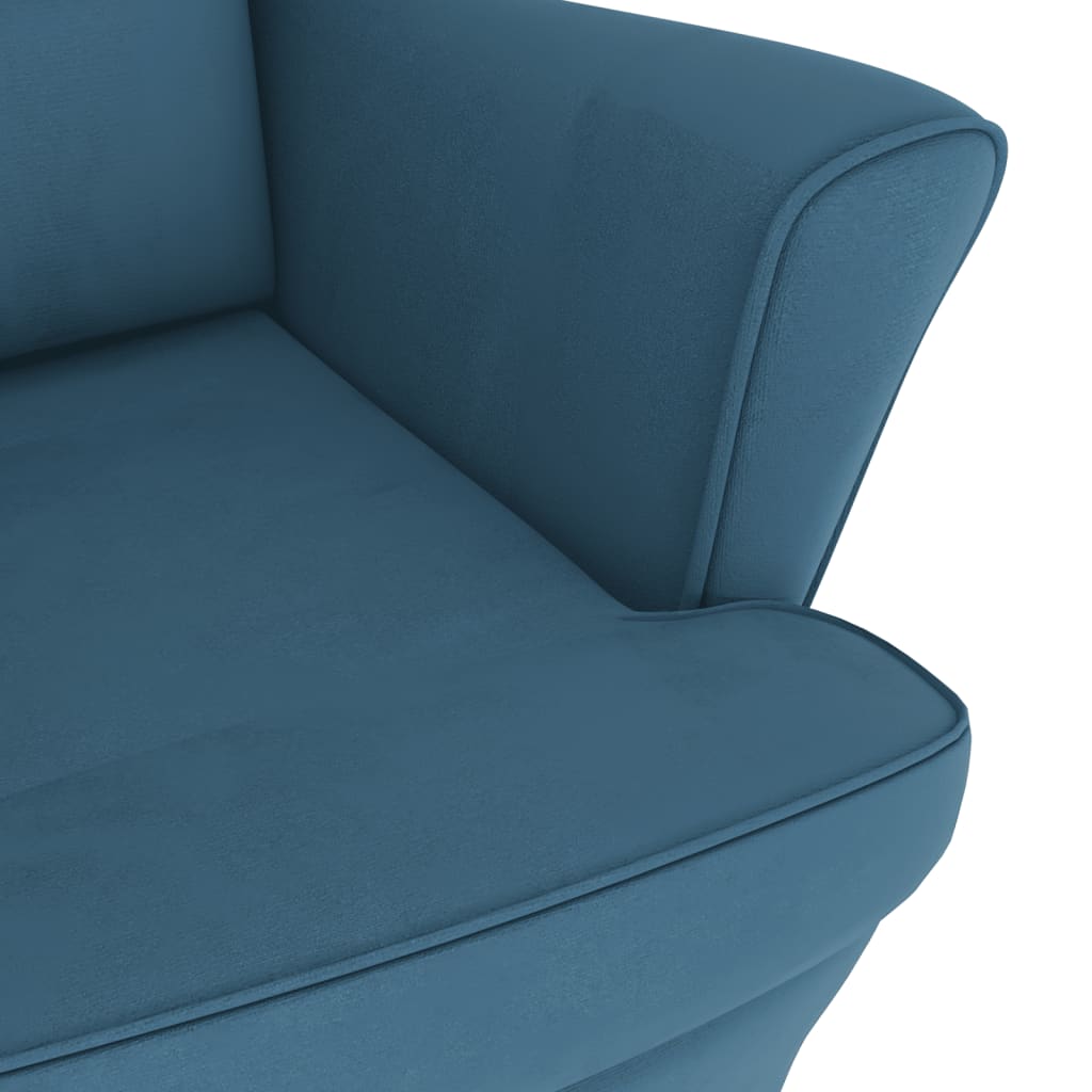 vidaXL Fotel bujany z kauczukowymi nóżkami, niebieski, aksamit