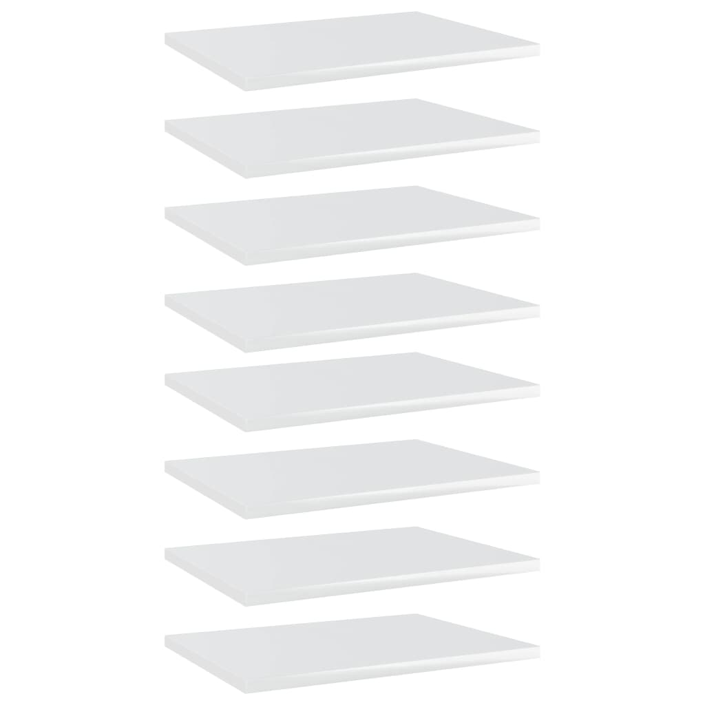 vidaXL Półki na książki, 8 szt., wysoki połysk, białe, 40x30x1,5 cm