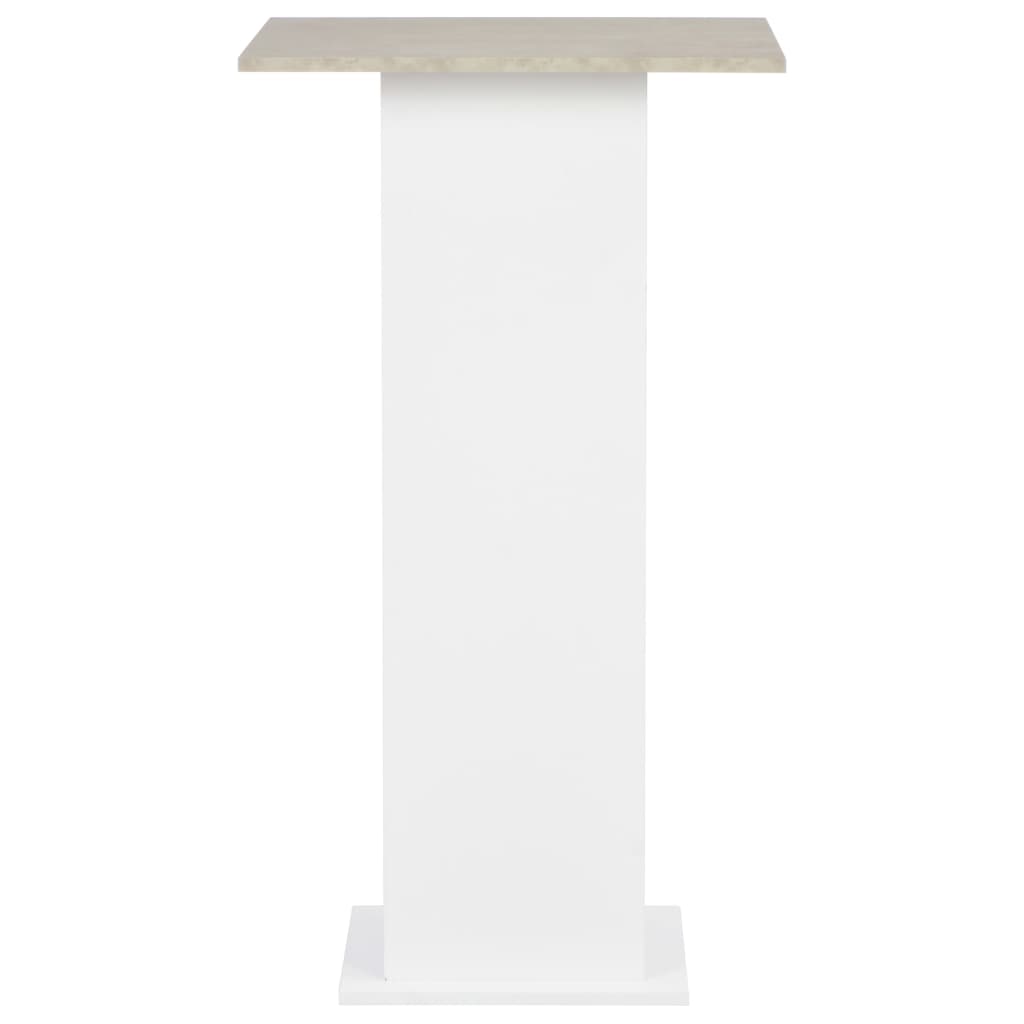 vidaXL Stolik barowy, biel i kolor betonu, 60 x 60 x 110 cm