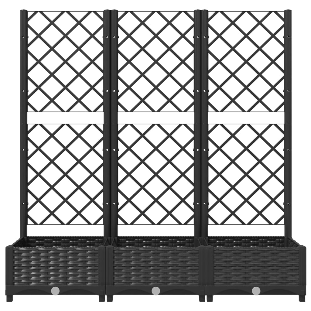 vidaXL Donica ogrodowa z kratką, czarna, 120x40x121,5 cm, PP