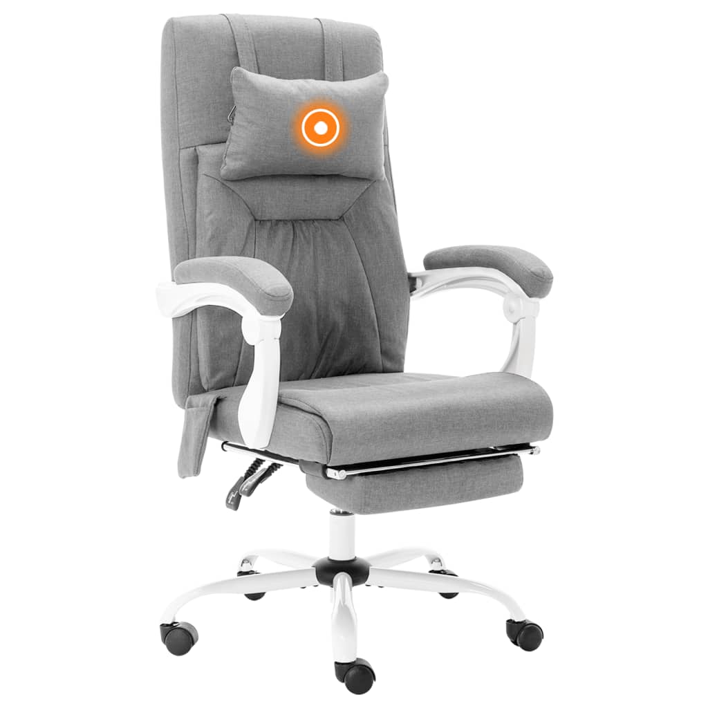 vidaXL Krzesło biurowe z funkcją masażu, szare, obite tkaniną