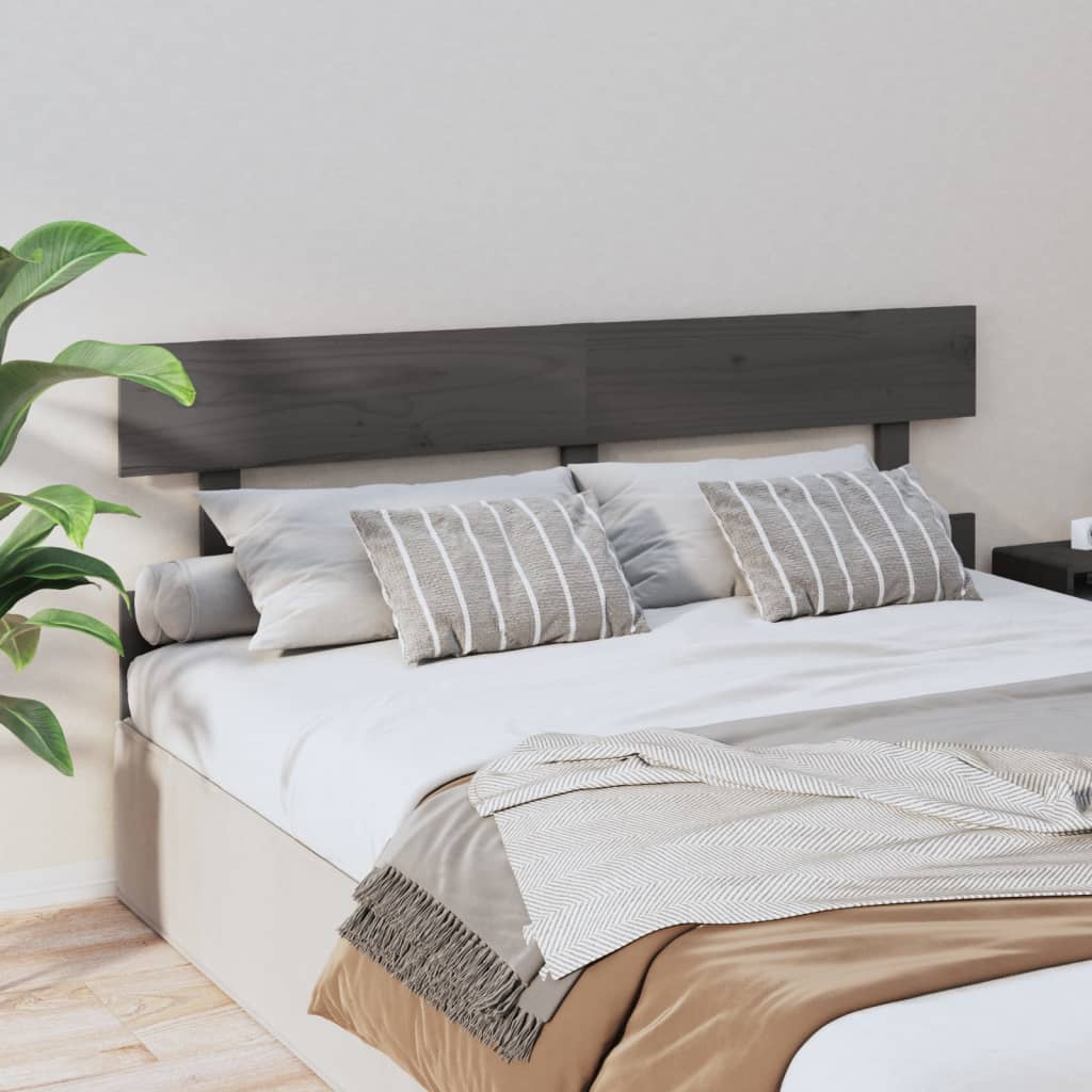 vidaXL Wezgłowie łóżka, szare, 154x3x81 cm, lite drewno sosnowe
