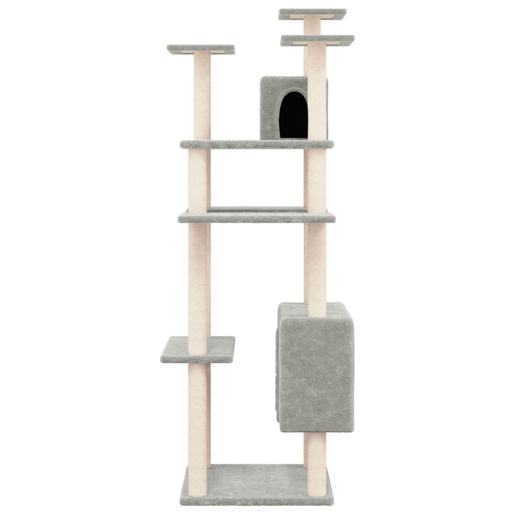 vidaXL Drapak dla kota z sizalowymi słupkami, jasnoszary, 162 cm