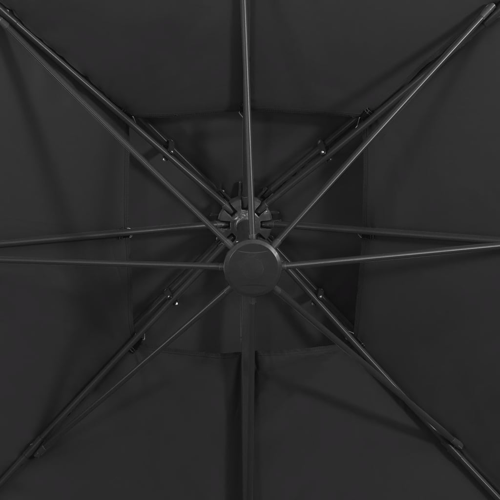 vidaXL Parasol wiszący z podwójną czaszą, 300x300 cm, czarny