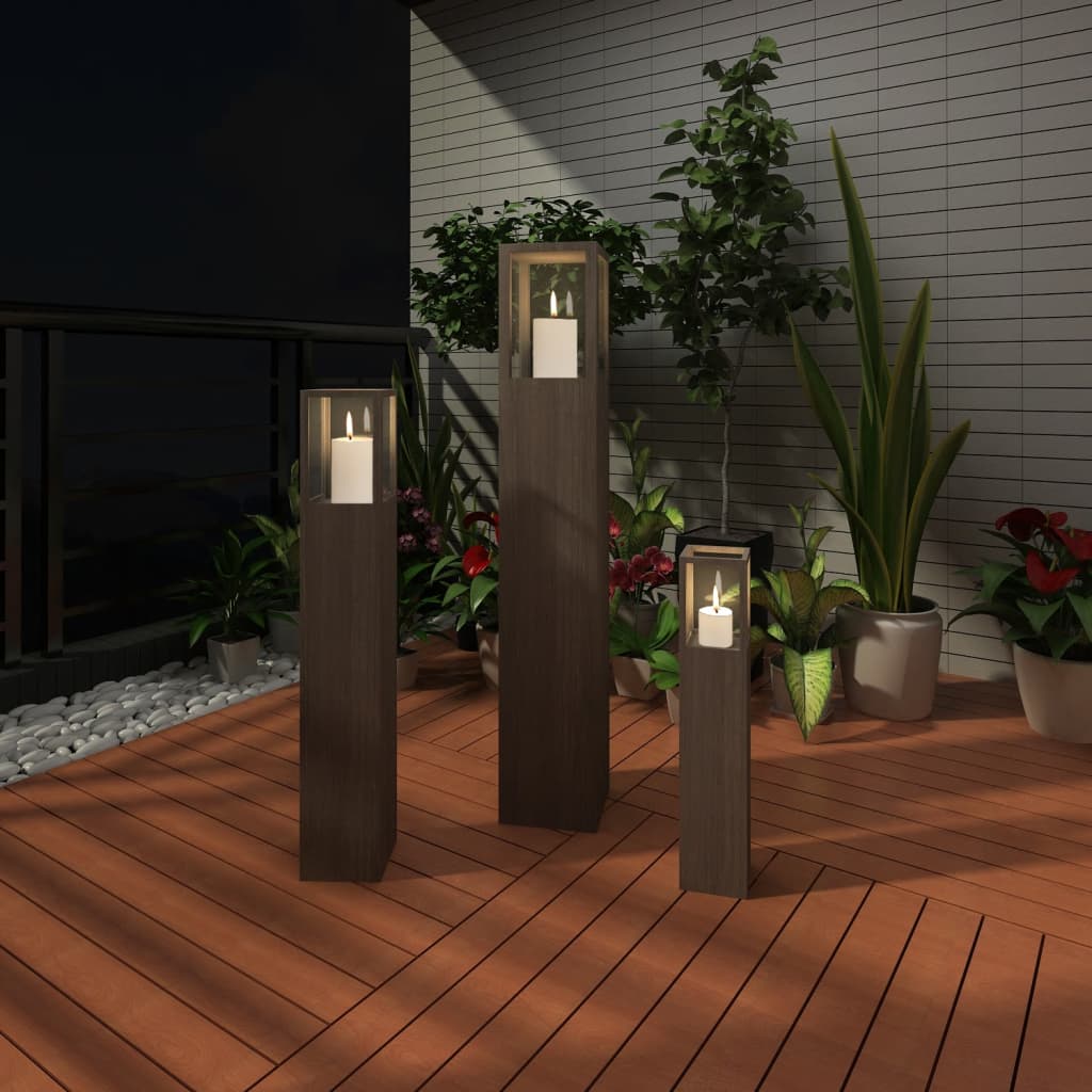 Świeczniki ogrodowe, lampiony (x3)
