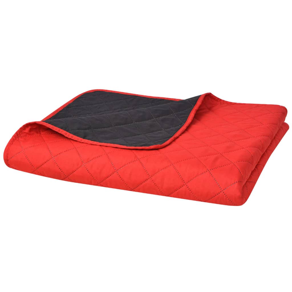 vidaXL Dwustronna pikowana narzuta na łóżko czerwono-czarna 230x260 cm