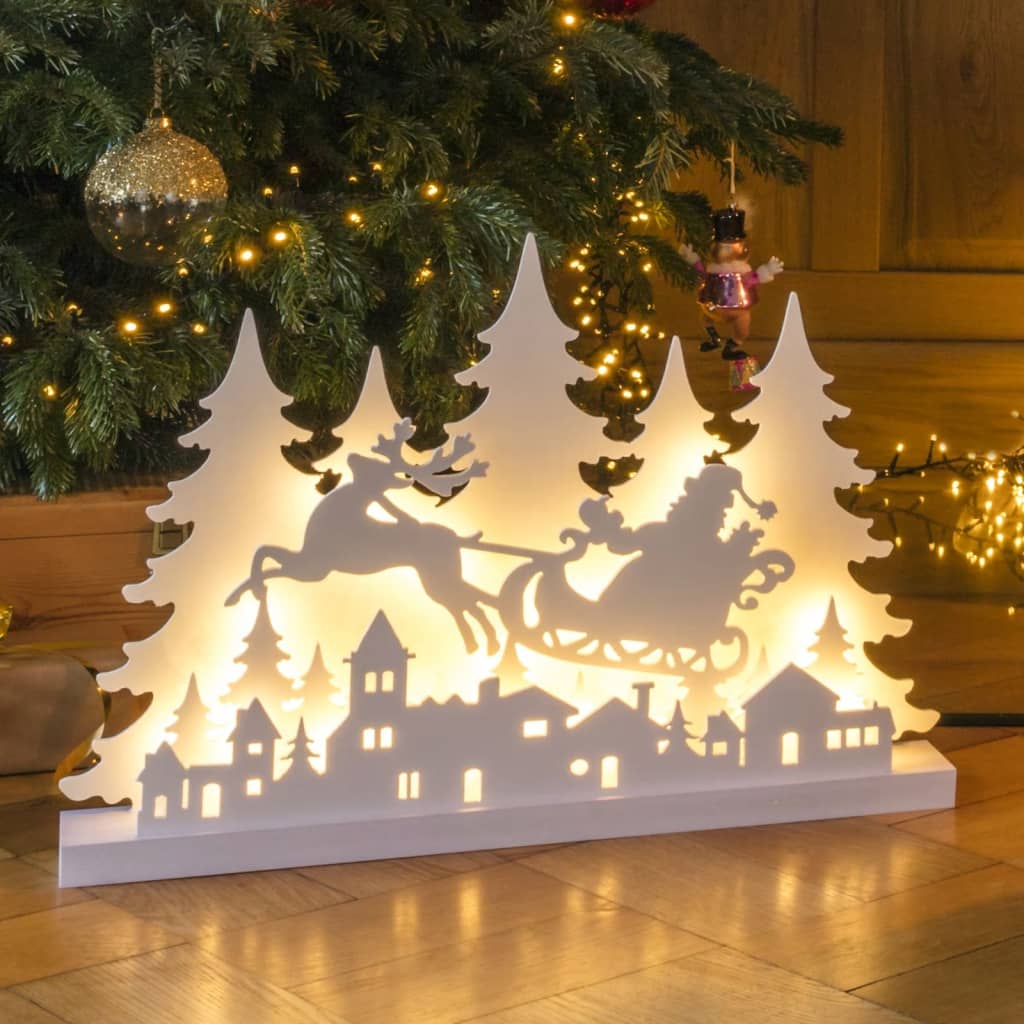 HI Drewniana wycinanka świąteczna z reniferem i podświetleniem LED