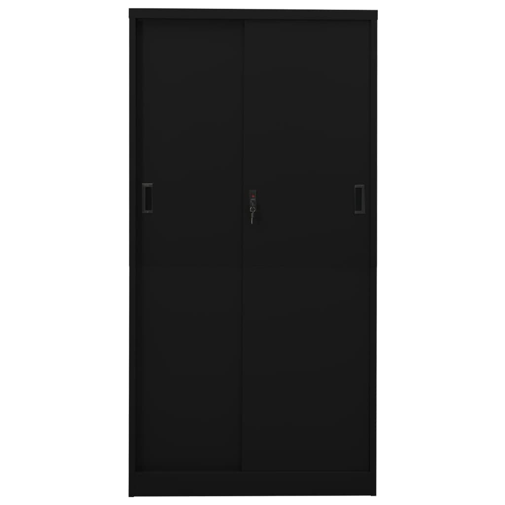 vidaXL Szafa biurowa z przesuwnymi drzwiami, czarna, 90x40x180 cm