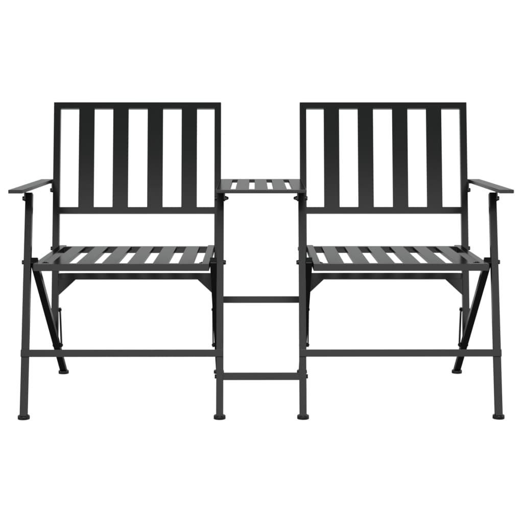 vidaXL Składana ławka ogrodowa dla 2 osób, 137 cm, czarna, stalowa