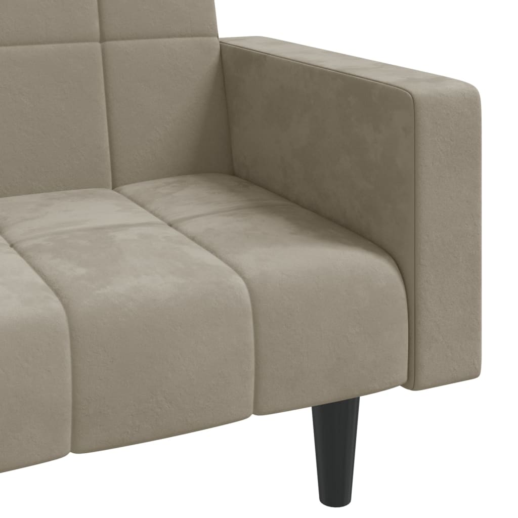 vidaXL 2-osobowa kanapa z 2 poduszkami, jasnoszara, obita aksamitem