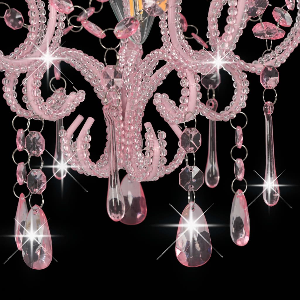 vidaXL Lampa sufitowa z koralikami, różowa, okrągła, E14